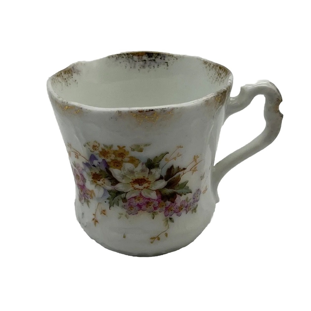 Antique Carl‎ Tielsch TC Demitasse Porcelain Teacup Floral Gold Germany 2-1/2"